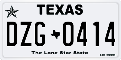 TX license plate DZG0414