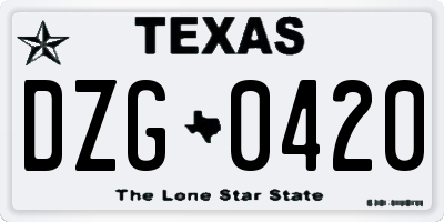 TX license plate DZG0420