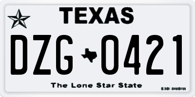 TX license plate DZG0421