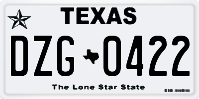 TX license plate DZG0422