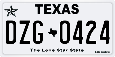 TX license plate DZG0424