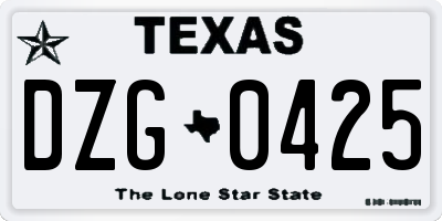 TX license plate DZG0425