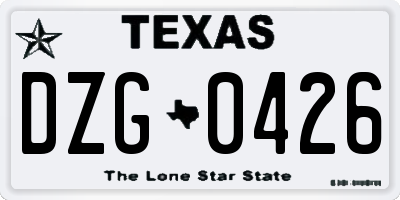 TX license plate DZG0426