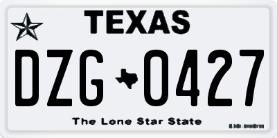TX license plate DZG0427