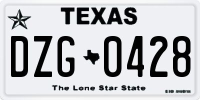 TX license plate DZG0428