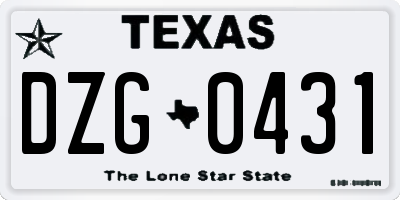 TX license plate DZG0431