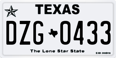 TX license plate DZG0433