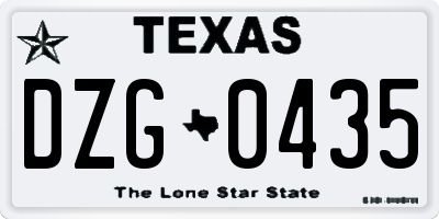 TX license plate DZG0435