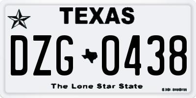 TX license plate DZG0438
