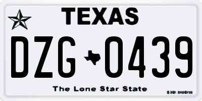 TX license plate DZG0439
