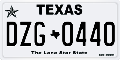 TX license plate DZG0440