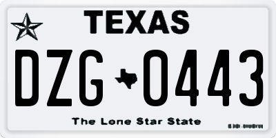 TX license plate DZG0443