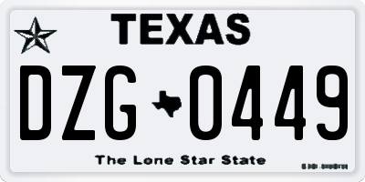 TX license plate DZG0449