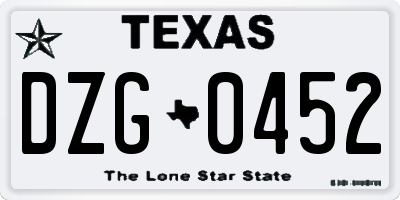 TX license plate DZG0452