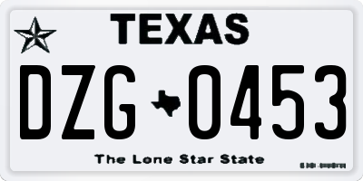TX license plate DZG0453
