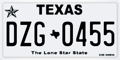 TX license plate DZG0455