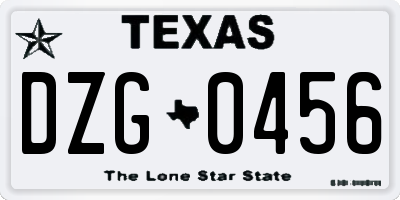 TX license plate DZG0456
