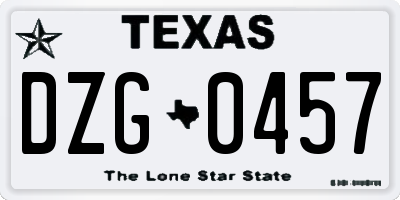 TX license plate DZG0457