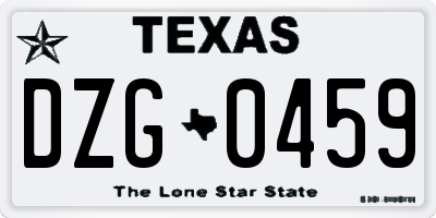 TX license plate DZG0459