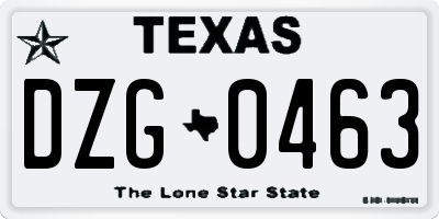 TX license plate DZG0463