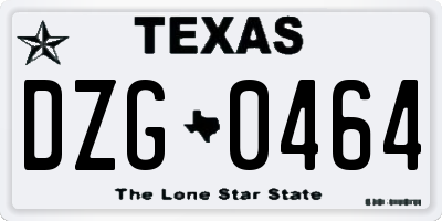 TX license plate DZG0464