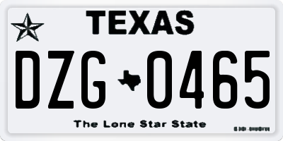 TX license plate DZG0465
