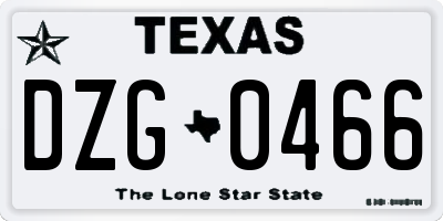 TX license plate DZG0466