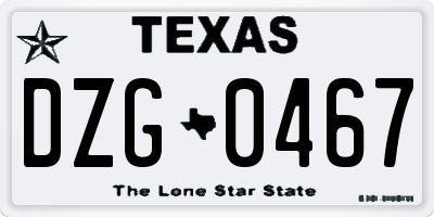TX license plate DZG0467