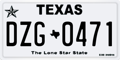 TX license plate DZG0471