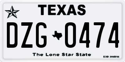 TX license plate DZG0474