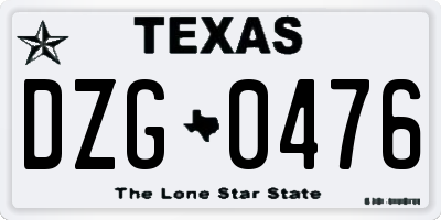 TX license plate DZG0476