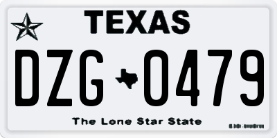 TX license plate DZG0479
