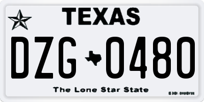TX license plate DZG0480
