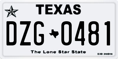 TX license plate DZG0481