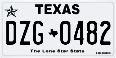 TX license plate DZG0482