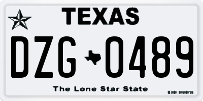 TX license plate DZG0489