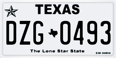 TX license plate DZG0493