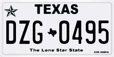 TX license plate DZG0495