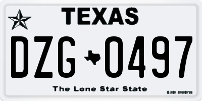 TX license plate DZG0497