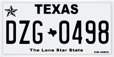 TX license plate DZG0498