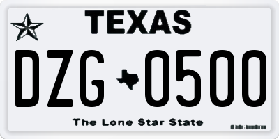 TX license plate DZG0500