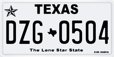 TX license plate DZG0504
