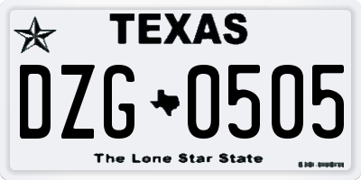 TX license plate DZG0505