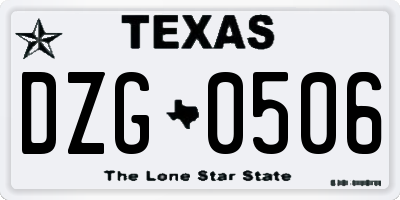 TX license plate DZG0506