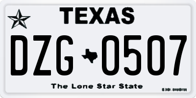 TX license plate DZG0507