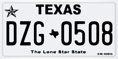 TX license plate DZG0508