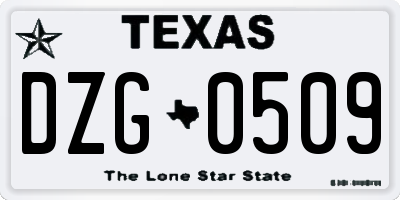 TX license plate DZG0509