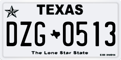 TX license plate DZG0513
