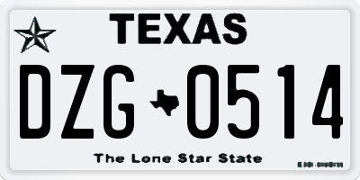 TX license plate DZG0514