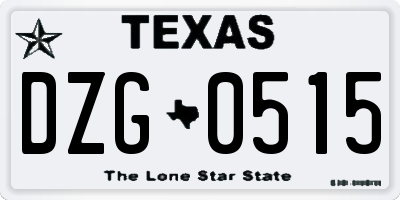 TX license plate DZG0515